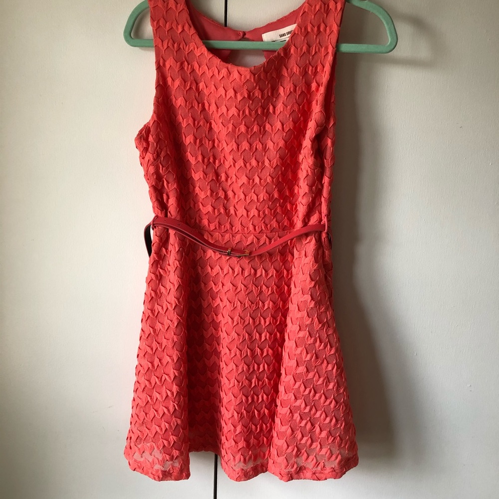 Coral dress with belt